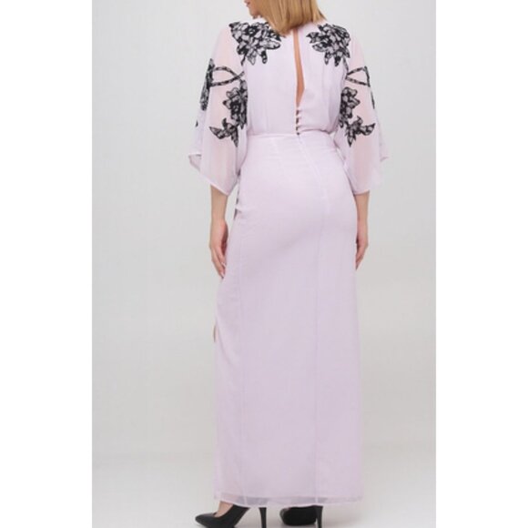 DESIGN floral embroidered maxi dress with a deep V-neck and a high side slit - Picture 2 of 10